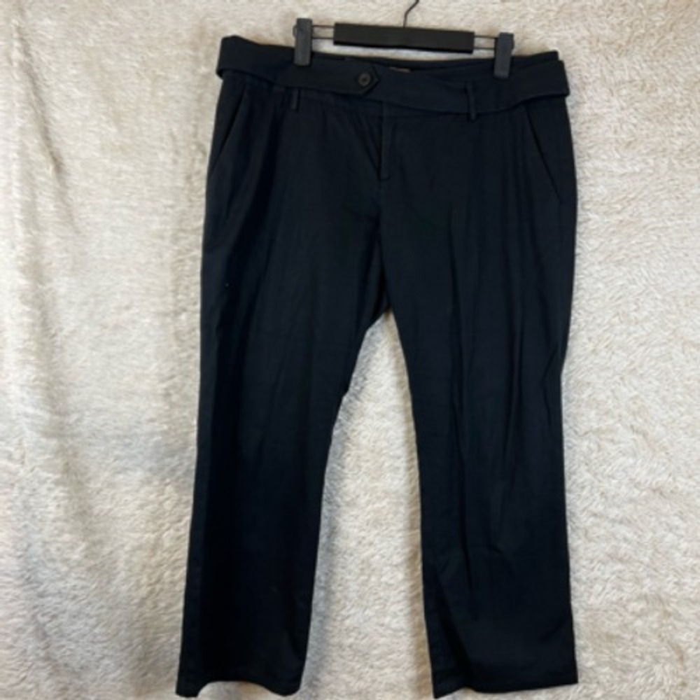 Halogen Womens Dress Career Pants Black Pockets Flat Front Belted 12